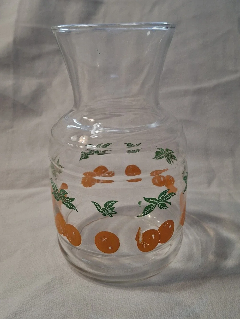 Vintage Anchor Hocking Orange Juice Clear Glass Carafe Jar No Lid
